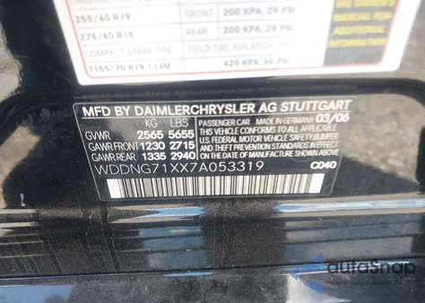 2007 Mercedes-Benz S 550 z USA, uszkodzony, nr VIN WDDNG71XX7A053319